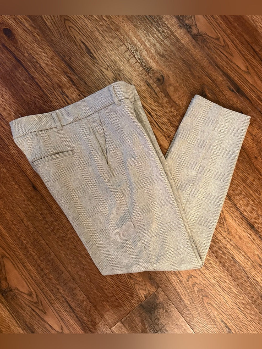 White House Black Market Slim Ankle Light Gray Plaid Dress Pants